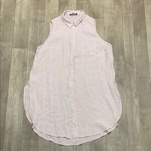 Womens Context Lord‎ & Taylor 100% Linen Sleeveless Pink Tunic Shirt Top